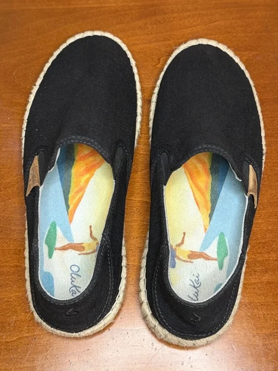 OluKai Kaula Pa’a Kapa Espadrilles Slip on in Black Size 7.5 - Picture 2 of 7